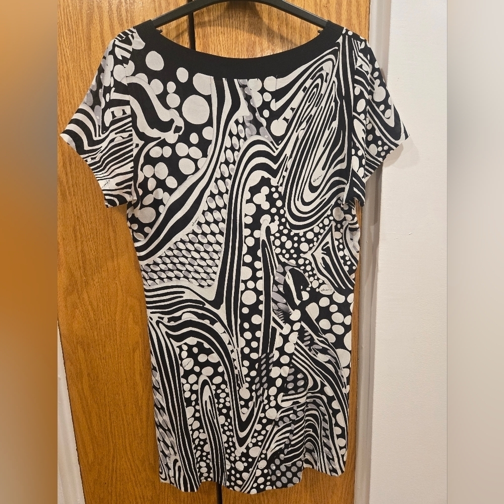 NWOT SHAN Monochrome Patterned Women's Sheer Dress/ Swim Cover-Up Sz 6 Us - Picture 6 of 7